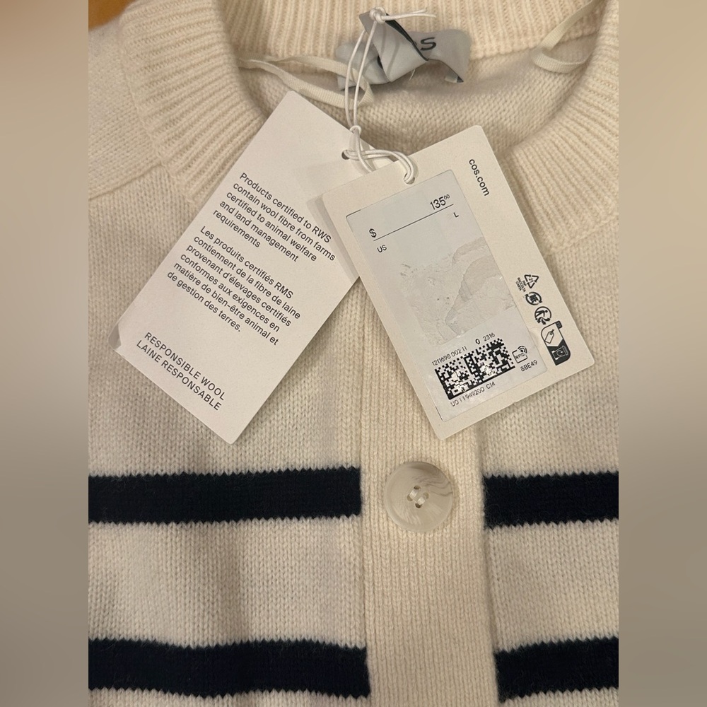 COS Striped Wool Crew Neck Sweater, Size Large. - Picture 9 of 14